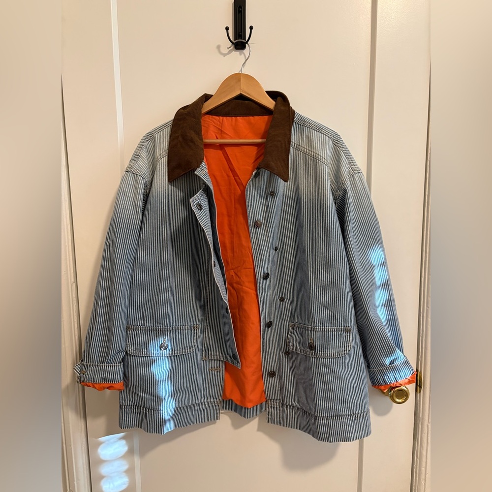 Striped Jacket with Brown Collar